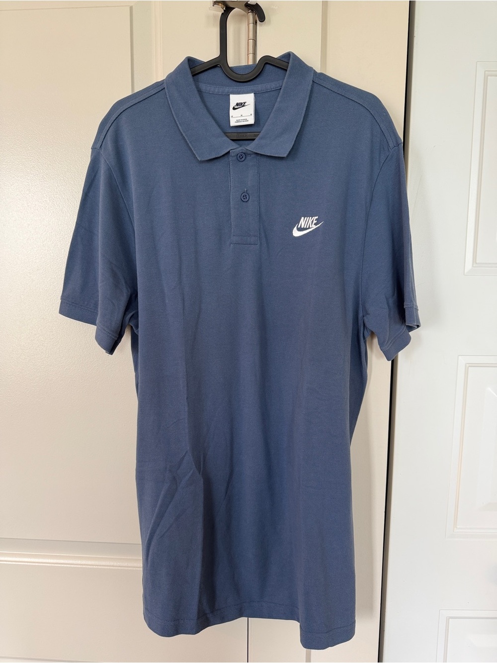 Nike | Men's Slate Blue Polo with White Swoosh | Size Medium